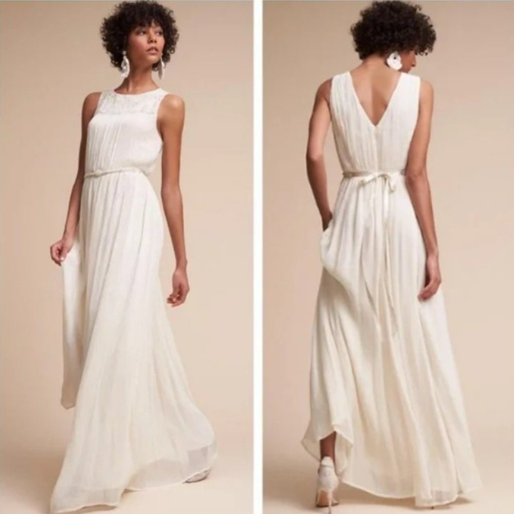 BHLDN Maxi Jayne Ivory Embroidered Gauzy Wedding Dress Sz 2